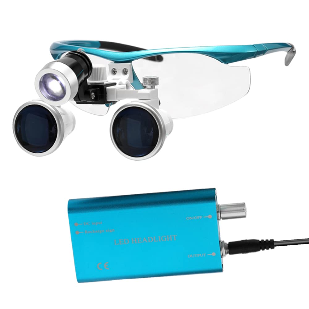 HUIOP Loupe Portable Loupe Portable Portable 3.5X 420mm Loupes binoculaires chirurgicales médicales Casque en Verre Optique Loupes + 3W LED Phare