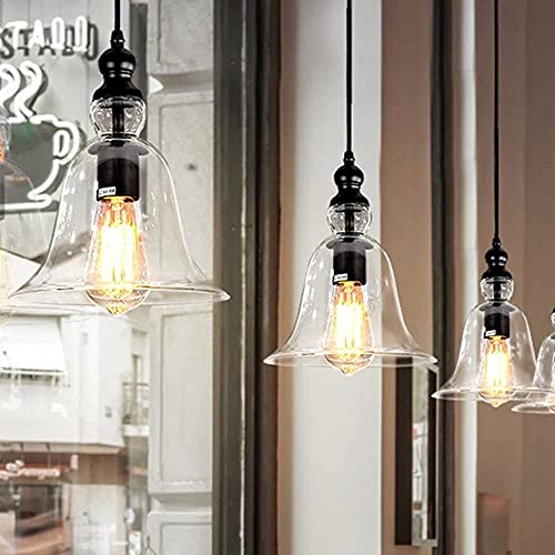 Suspension suspendue E27 loft métal noir dôme verre bar - 5