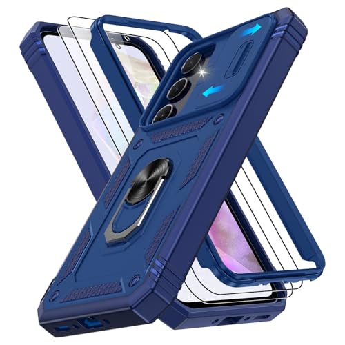 Coque Samsung Galaxy A35 5G militaire avec protège-écran et anneau bleu