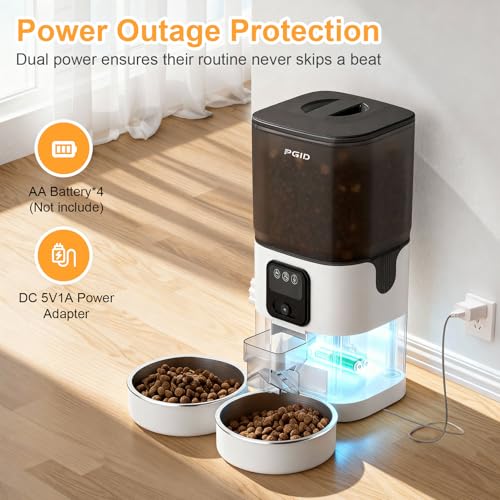 Automatic Cat Feeder with Camera for Two Cats, 1080P HD Video with Night Vision, 2.4G WiFi Auto Dog Feeder with 2-Way Audio for Cat & Dog, Low Food & Motion & Sound Alerts Timed Pet Feeder 7L - Image 5