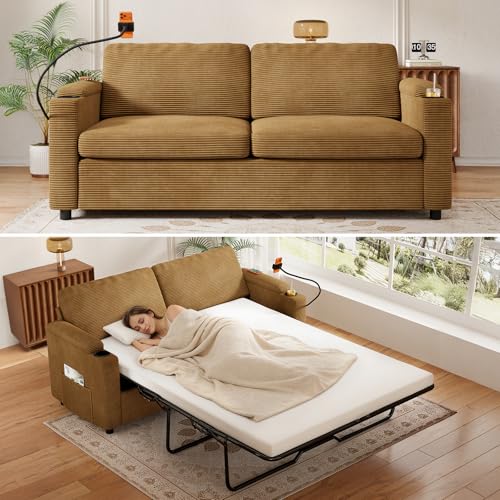 Deolme 3-in-1 Full Size Sofa Bed with Memory Foam Mattress
