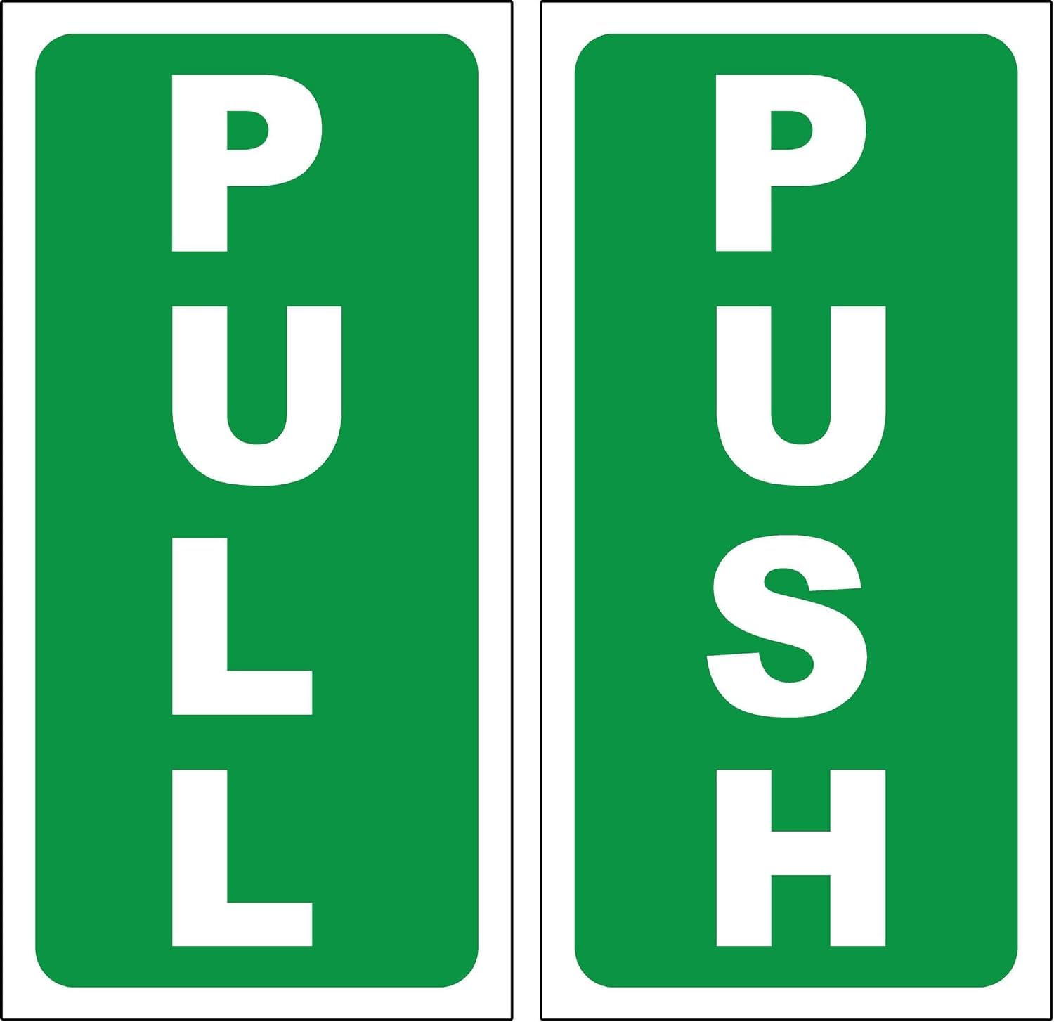 Push - Pull Door Sign/Sticker SELF Adhesive 180mm x 90mm Case (Pack of 10)