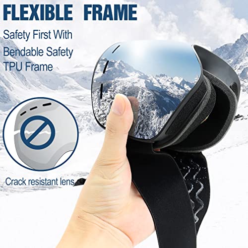 Henoty Ski Goggles, Snowboard Goggles For Men Women Youth – 100% Uv Protection, Foam Anti-Scratch Dustproof (Frameless) (A1-B/M) #TOP3