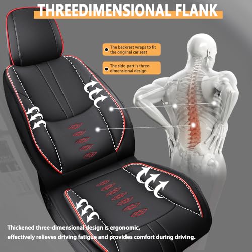 Image of Car Seat Covers for Neon,for Dodge Neon 2000-2005,Leather Full Set Seat Covers,Airbag-Compatible Car Seat Protectors,Waterproof Seat Cover for Cars(Black+Red,5PCS Only)