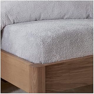 Sleepdown Teddy Fleece Fitted Sheet Plain Thermal Warm Cosy Super Soft Bedsheet Bed Linen - King - Grey