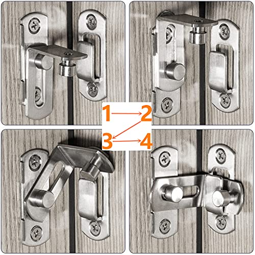 image for APUXON Flip Door Sliding Latch 1pc,90 Degree Stainless Steel Latch,Saf
