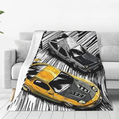 頭文字D 毛布 ブランケット 大判 フリーサイズ 暖かい 軽量 ふわふわ 一人用 ソファ ベッド オフィス 膝掛け 洗える 秋冬50"x40"