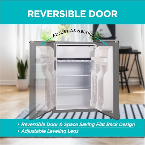 BLACK+DECKER 2.5 Cu. Ft. Compact Refrigerator, ENERGY STAR Certified, Single Door Mini Fridge with Chiller Compartment, Personal Fridge for Home or Dorm Room, R600a Refrigerant, BCRK25V,Stainless Look - Image 6