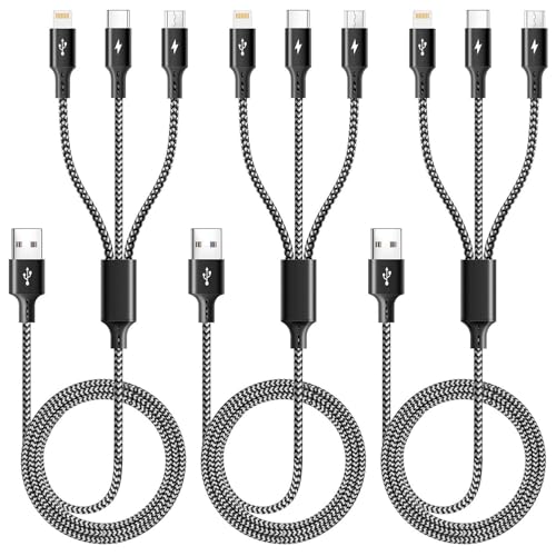 ASICEN 3 in 1 Multiple Charging Cord, Braided Multi Charger Cable...