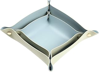 VOLAN 折りたたみ レザー トレイ 玄関 リビング デスク 小物入れ アクセサリー 収納 卓上 トレー (グリーン [ Sサイズ + Lサイズ ])