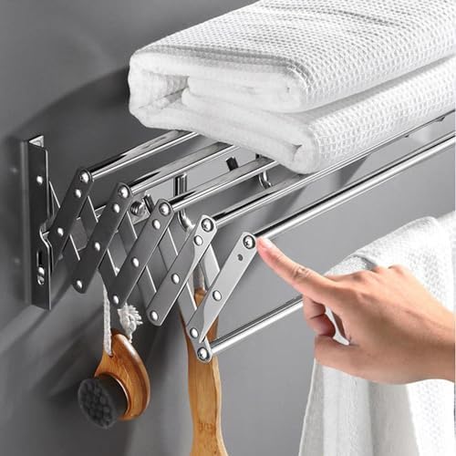 Stainless Steel Clothes Airer Towel Rack Foldable Extendable Wall Dryer Rack for Indoor/Outdoor Space Saving(Size:80CM)