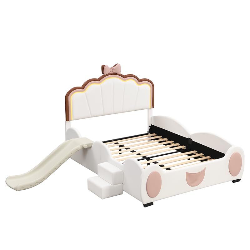 Lettino Bambini Con Luci LED - Testiera A Conchiglia, 140x200 Cm - Foto 9