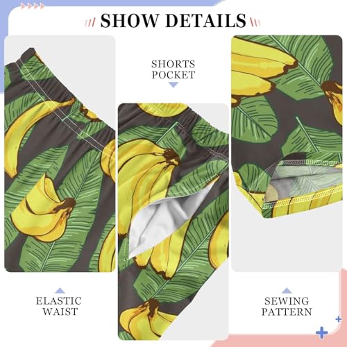 ZZXXB Tropical Banana Leaves Boys Long Pants Soft Trousers Elastic Waist Kids Lounge Bottoms with Pockets S-XL4