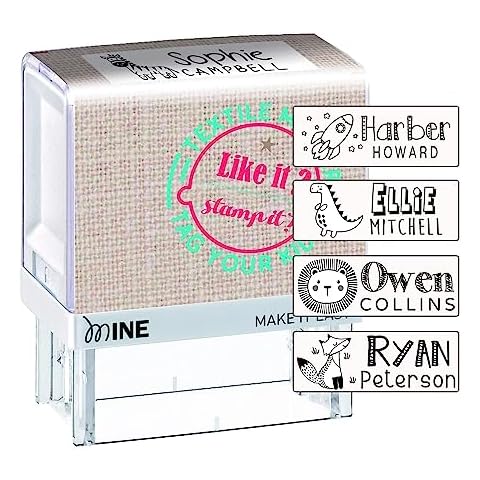 Stamp by Me | Name Stamp Clothing Kids Waterproof | Mine Clothing Stamp | Custom Name Stamp for Clothing | Ink Stamps Personalized | 9 Designs Inside | Cartoon Pattern Style Name Stamp Cover