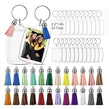 Henoyso 24 Sets Acrylic Photo Frame Keychain Picture Insert Blank Clear Picture Holder 2026 Graduation Gift for DIY Craft (2.2x1.6 Inch,Arc Edge)