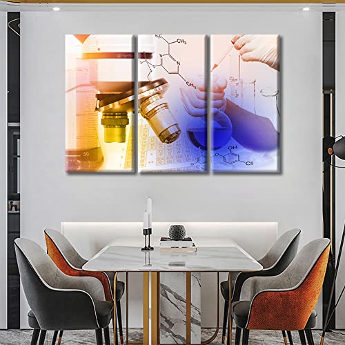 Image of TUMOVO 3 Piece Clinical Laboratory Black and White Wall Art Medical Artwork Wall Decor for Bedroom Scientific Experiments Wall Art Print on Canvas Framed Ready to Hang (42 inch Wx28 H)