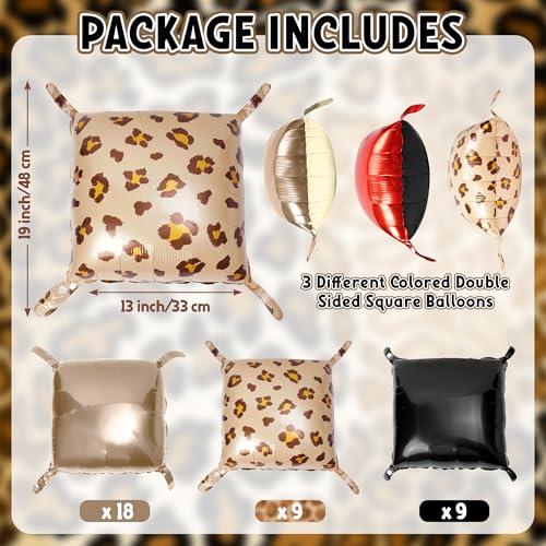 Image of Xqumoi Cheetah Print Square Foil Balloons Wall Backdrop - 36pcs Mixed Color Leopard Print Balloon Kit, Party Decor for Birthday, Bachelorette, Wild Theme Party Photo Booth Backdrop (Black & Brown)