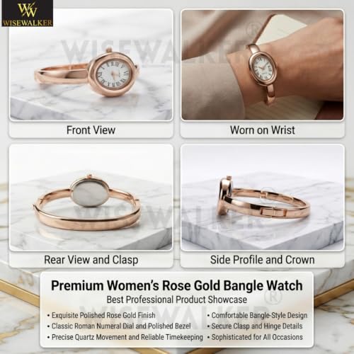Image of WISEWALKER Women & Girls Premium Quality Oval Dial Bangle Bracelet Watch for Ladies Wrist Watch | Casual | Formal | Traveling | Party Watch for Women