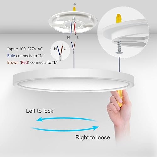 Miniatura 5 de LightingWill Lámpara de techo LED de montaje empotrado de 8.9 pulgadas, 4000K Nurture White, 1800LM, 18W, accesorio de iluminación redondo moderno