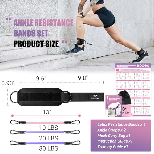Image of Ankle Resistance Bands with Cuffs, Leg Exercise Equipment with Poster | Ankle Bands for Working Out, Kickbacks Hip, Leg Glute, Resistance Workout Equipment for Women