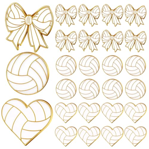 Liliaafar Ball Enamel Pins Sports Lapel Brooch Basketball Volleyball Football Baseball Softball Pins for Backpack Hat Decor(24 Pcs Volleyball)