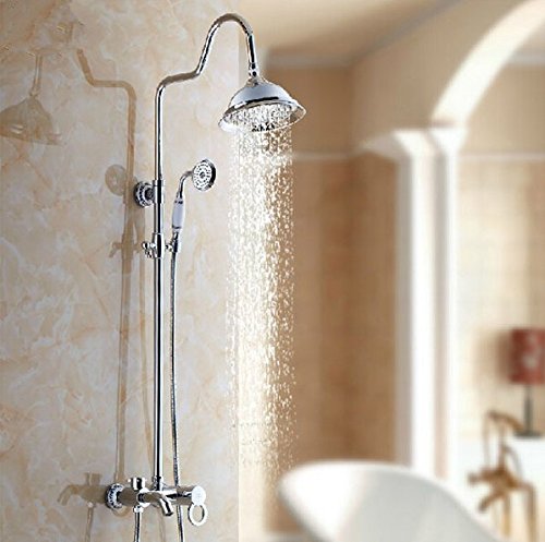 Ensemble de douche avec mitigeur baignoire chrome poli Gowe
