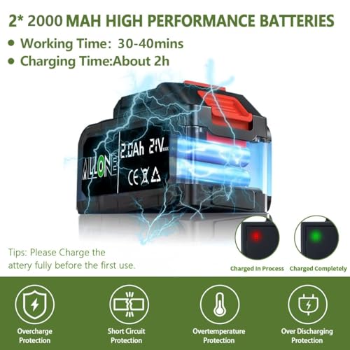 Cordless Strimmer with Metal Blades, 2 x 2000mAh 21V Batteries garden tools strimmer Lightweight Brush Cutter Lawn Edger for Garden,Electric Strimmers with Fast Charger,3 in 1 Stringless Strimmer 7 Cordless Strimmer with Metal Blades, 2 x 2000mAh 21V Batteries garden tools strimmer Lightweight Brush Cutter Lawn Edger for Garden,Electric Strimmers with Fast Charger,3 in 1 Stringless Strimmer - Image 7