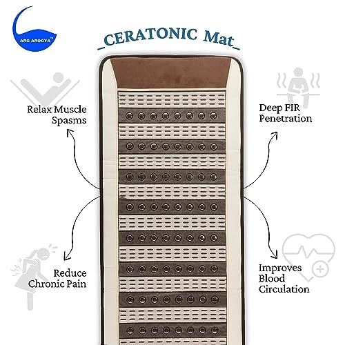 Image of AROGYA 64 Ceratonic Stone Heating Mat For Back Pain Relief & Muscle Relaxation Far Infrared Heating Mattress Promote Metabolism Improve Circulation EMS Full Body Massage For Home, Office, Clinic