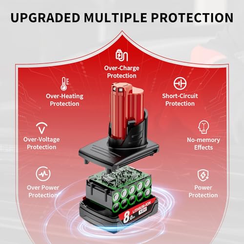 Image of 2-Pack 8000mAh 12V Replacement for Milwaukee M12 Battery Compatible with Milwaukee 12 Volt Battery 48-11-2401 48-11-2402 48-11-2460 48-59-2401 Cordless Power Tools