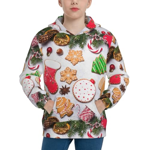 Christmas Pattern At Buffalo Plaid Kid Hoodies Boys Sweatshirts Girls Pullover with Pocket