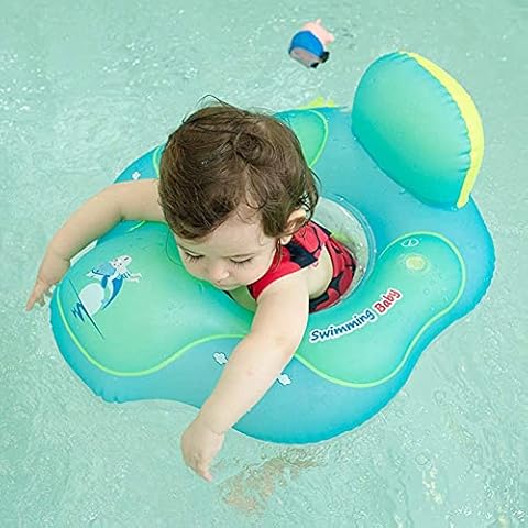 Baby Swimming Ring Float,Inflatable Swimming Ring with Seat for Baby/Kid,Baby Float for Swimming Pool with Manual Pump (M,for 12-26month, Green) Cover