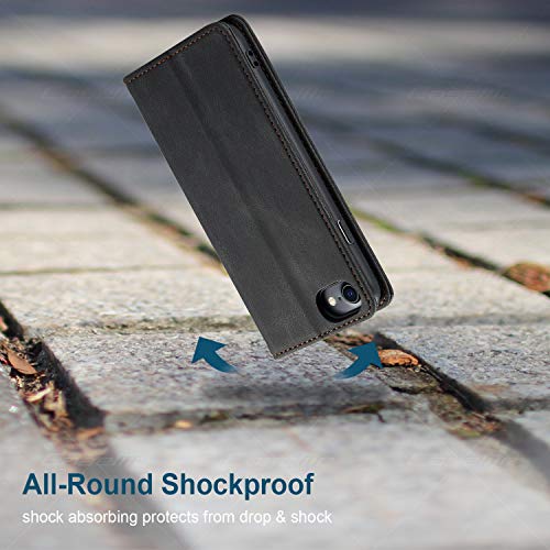 Case For Iphone Se 2022/Iphone Se 2020/Iphone 8/Iphone 7,[Premium Leather] [Soft Tpu] [Rfid Blocking][Card Slots] [Magnetic Kickstand] Flip Wallet Case For Iphone 7/8/ Iphone Se (2020/2022)(Black) #TOP4