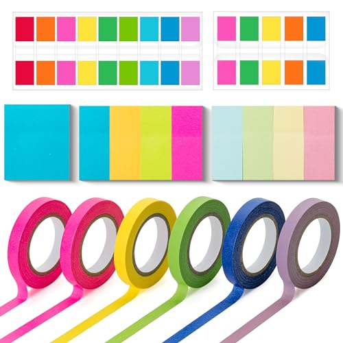 Mr. Pen- Sticky Note and Tape Set, Sticky Index Tabs, Small Sticky Notes, Highlighter Tape, Colorful Sticky Tabs for Notebooks, Mini Sticky Notes, Highlighter Strips, Page Markers