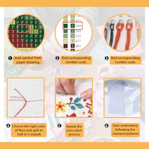 Image of FREEBLOSS 11CT Cross Stitch Kits Tree of Animals Pattern Stamped Cross Stitch Wall Painting Craft Kit Full Range of Embroidery Starter Kits for Adult Beginners with Instruction 17.7 x 17.7