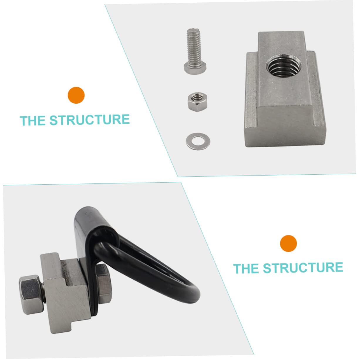 SOLUSTRE Zurrösen mit 3/8-16 Gewinde 4 Stück aus Edelstahl und Kohlenstoffstahl für Anhänger T-nut Muttern Praktische Verzurranker Geeignet für Anhänger und Pickups für Lkw Ladeflächen
