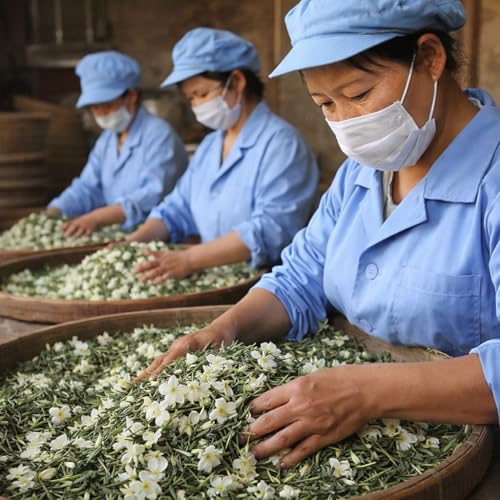 Image of Sancha Tea Boutique, Jasmine White Tea, 25g Silver Needle White Tea Buds, Chinese White Tea with Jasmine Blossoms, Rare Floral Loose Leaf Tea