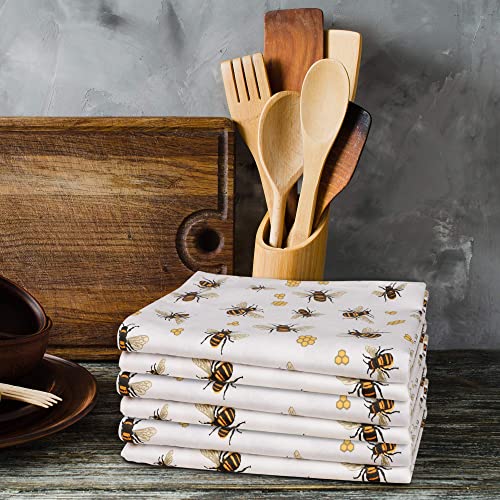 [20"X30", 6 Pack] Premium Kitchen Towels And Dishcloths Sets, Cotton Dish Towels For Kitchen, Honey Bee Print Dish Cloths For Washing Dishes, Hand Towels For Kitchen, Tea Towels & Bar Mops For Kitchen #TOP4