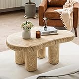 DAYALANE Modern Stone Cloud Coffee Table - Accent Organic-Shaped Tabletop with Marble Finish, Cloud Sofa Center Table for Living Room/Bedroom/Office (Onyx White)