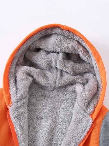 Image of Kids Boys Zip-Up Hooded Sherpa Lined Jacket Fleece Sweatshirts Coat