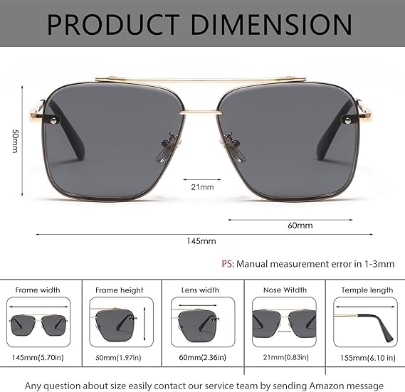 Image of Desire Rocky Square Sunglass for Men Yash, KGF Chapter Sunglasses 100% UV Protection Goggle Alloy Frame Medium Size Frame