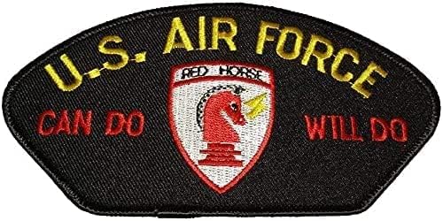 Patch USAF Air Force Red Horse Can Do Will Do Patch Patches Army Sew Iron on Embroidered Applique Patches Logo Emblem Military Tactical Morale Untidet State.