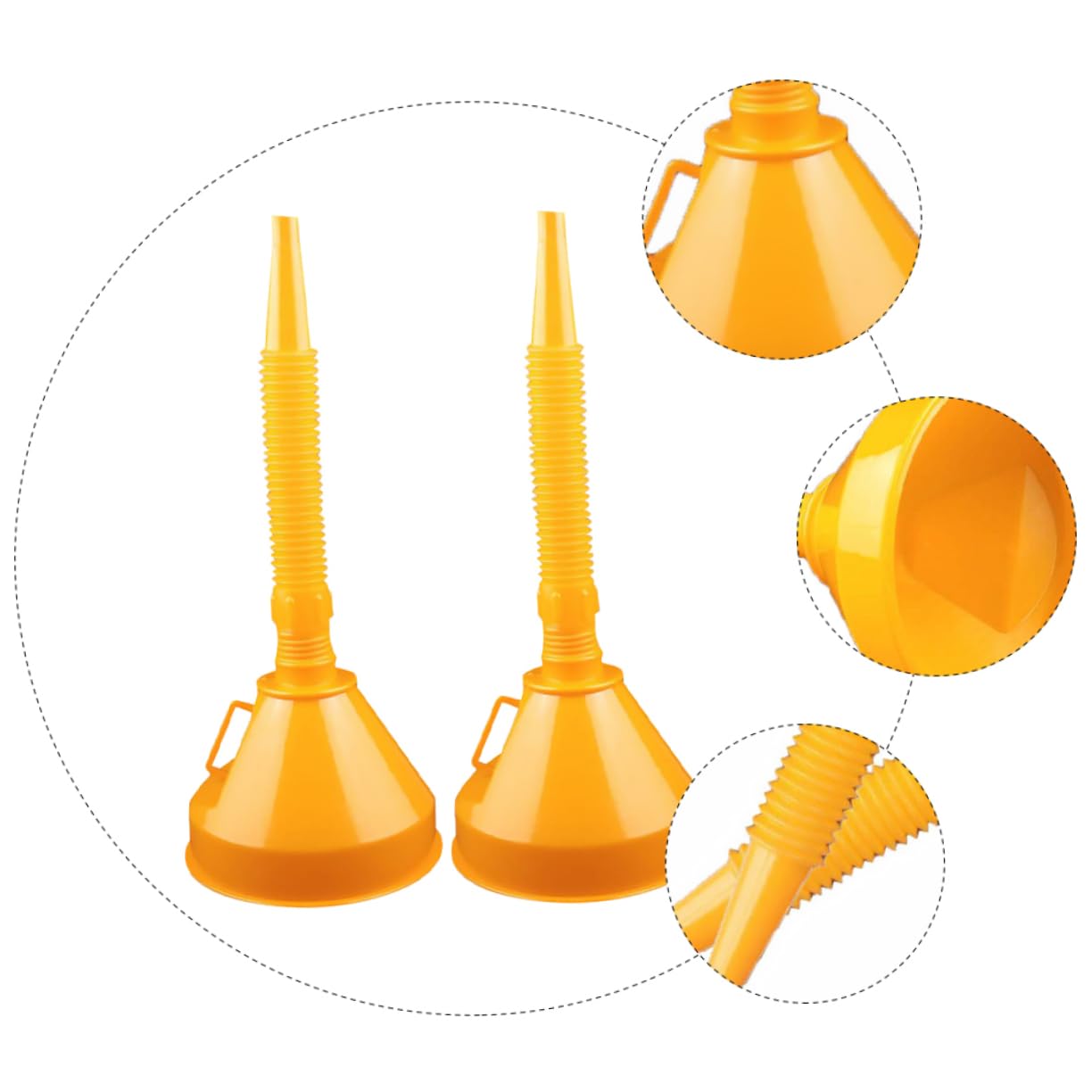 iplusmile 4 Piezas Embudo De Relleno Embudo De Llenado De Aceite De Vehículo Con Tubo Motor De Gasolina Largo y Flexible Del Tanque De Gasolina Abdominales Orange