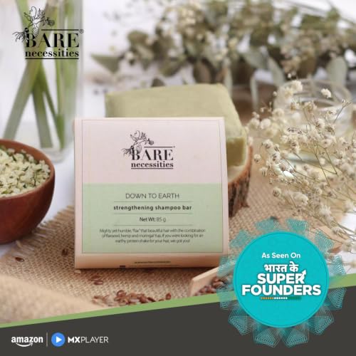 Image of Bare Necessities Flaxseed & Moringa Natural Shampoo Bar for Moisturizing, Detangle for Soft Shiny Hair | Paraben free shampoo | Plant-based Protein shampoo for Dry and Frizzy hair - 85g