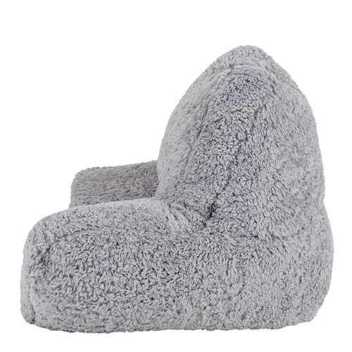Icon Teddybär Rückenlehne Lesekissen, Grau, Lesekissen Flauschig mit Sitzsack Füllung, Rückenstütze mit Tragegriff