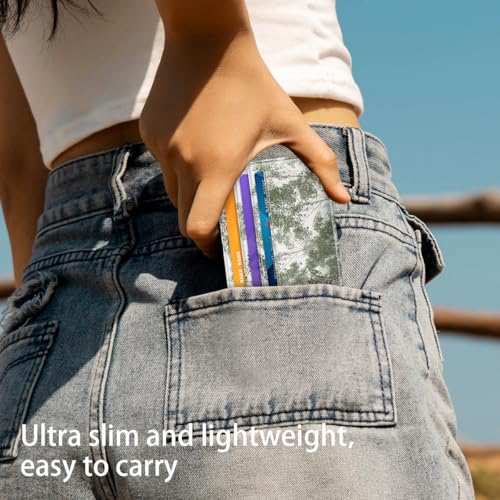 Image of Slim Minimalist Pocket Credit Card Holder Wallet Women | RFID Blocking Lightweight Thin Small Cute Card Cases, Foggy Forest