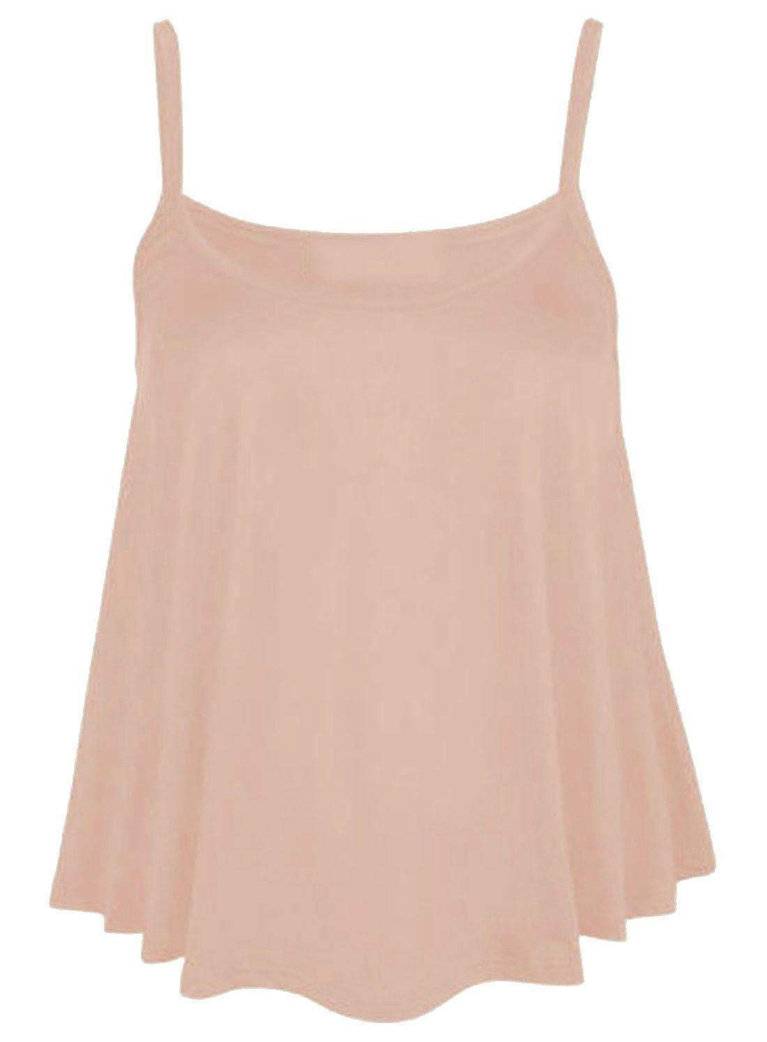 21Fashion Women's Stone Plain Cami Swing Vest Sleeveless Top Strappy Flared Cami Vest Top Plus Size