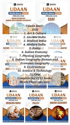 Only Ias Udaan Static 2026 UPSC Prelims Wallah Complete Set Of 11 books bk/wh Photocopy only