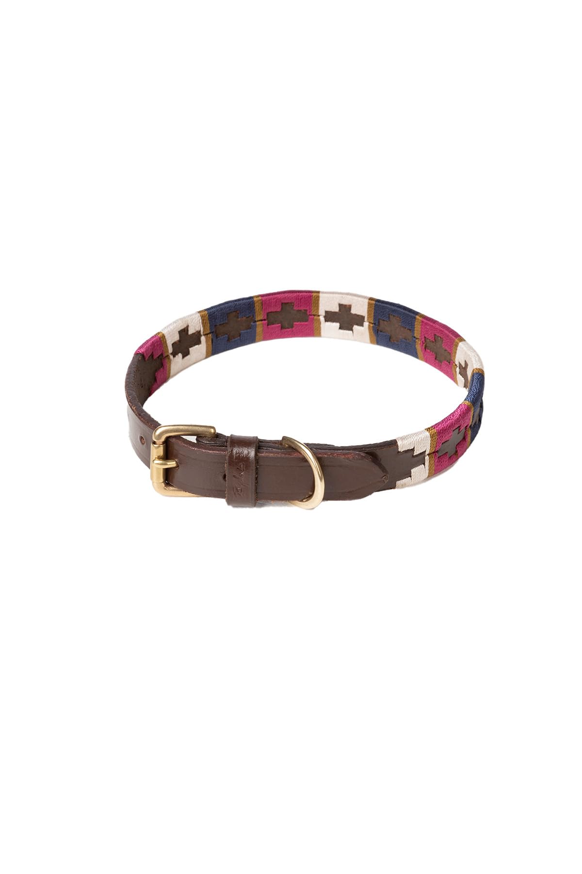 Rydale Polo Dog Collar Embroidered Adjustable Dog Puppy Hound Collars 10 Colours (Berry/Navy/Gold, XS-S)