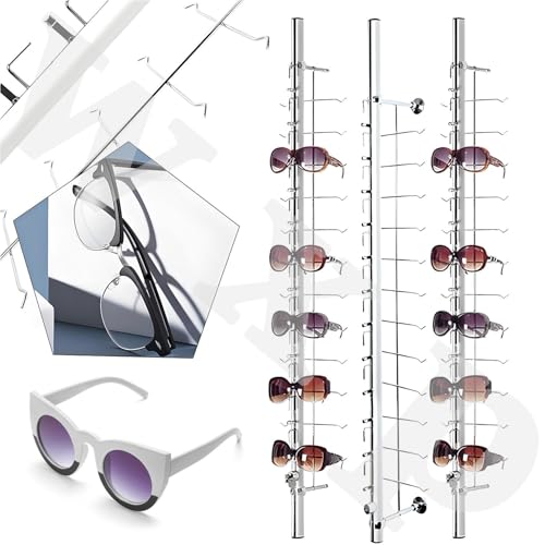 Soporte para gafas de sol, expositor para venta al por menor de gafas, 10 unidades de expositores para gafas, 10 monturas de aluminio con cierre, capacidad para 12 pares de gafas (12 unidades).