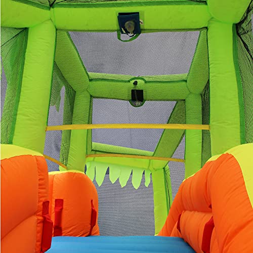 BANZAI Twin Falls Lagoon, Length: 16 ft 8 in, Width: 11 ft 10 in, Height: 8 ft 4 in, Inflatable Outdoor Backyard Water Slide Splash Toy, Orange - Thumbnail 4